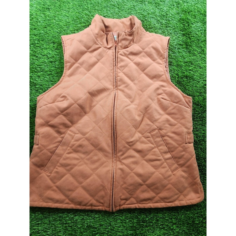 Orvis Vest Womens MP Petite Brown Quilted Twill Full Zip Pockets Buckle Casual